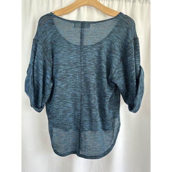 Free People FP Beach Nani Tee Marled Starlight Blue Rolled Sleeve Slouchy Top XS - Picture 5 of 8